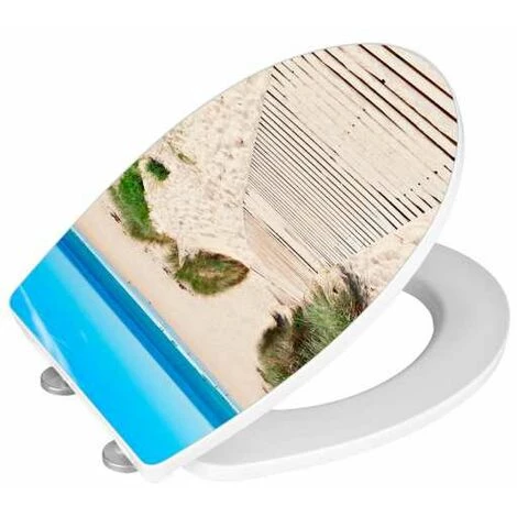 WENKO Abattant WC Original Dune, Abattant WC Avec Frein De Chute, Fixation Inox Clipsable, Duroplast Acrylique, 39x45 Cm, Multicolore - Blanc 5 WENKO Abattant WC Original Dune, Abattant WC Avec Frein De Chute, Fixation Inox Clipsable, Duroplast Acrylique, 39x45 Cm, Multicolore - Blanc – Image 3