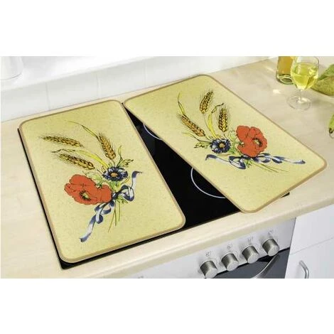 WENKO Protection Plaque De Cuisson, Couvre Plaque De Cuisson En Verre "Bleuets", Lot De 2, Verre Trempé, 30x52 Cm, Multicolore 5 WENKO Protection Plaque De Cuisson, Couvre Plaque De Cuisson En Verre "Bleuets", Lot De 2, Verre Trempé, 30x52 Cm, Multicolore – Image 3