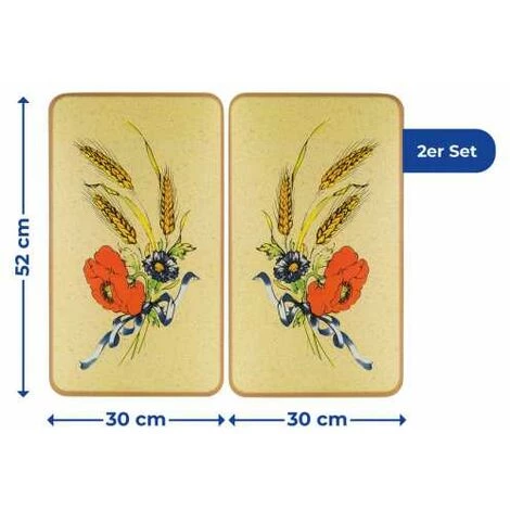 WENKO Protection Plaque De Cuisson, Couvre Plaque De Cuisson En Verre "Bleuets", Lot De 2, Verre Trempé, 30x52 Cm, Multicolore 6 WENKO Protection Plaque De Cuisson, Couvre Plaque De Cuisson En Verre "Bleuets", Lot De 2, Verre Trempé, 30x52 Cm, Multicolore – Image 4