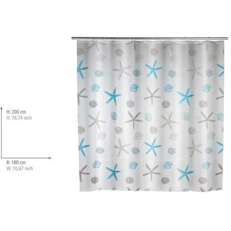 WENKO Rideau De Douche Original Bella Mare, Rideau De Douche 180x200 Cm, Waterproof, 12 Anneaux Rideau De Douche En Plastique Blanc Inclus, PEVA Matériau Recyclé Et Recyclable, 180x200 Cm, Multicolore - Multicolore 4 WENKO Rideau De Douche Original Bella Mare, Rideau De Douche 180x200 Cm, Waterproof, 12 Anneaux Rideau De Douche En Plastique Blanc Inclus, PEVA Matériau Recyclé Et Recyclable, 180x200 Cm, Multicolore - Multicolore – Image 2