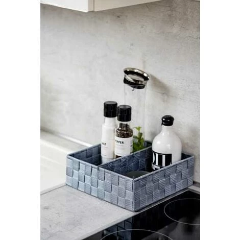 WENKO Organiseur Tiroir Cuisine Avec Rangement Amovible Adria L, Boite Rangement Salle De Bain, Plastique, 26x26x9 Cm, Gris - Gris 5 WENKO Organiseur Tiroir Cuisine Avec Rangement Amovible Adria L, Boite Rangement Salle De Bain, Plastique, 26x26x9 Cm, Gris - Gris – Image 3