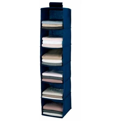 WENKO Rangement Penderie à Suspendre Air, Penderie Tissus Avec 6 Compartiments De Rangement à Suspendre Au Portant à Vêtement, Polypropylène, 30x120x30 Cm, Bleu - Bleu 3 WENKO Rangement Penderie à Suspendre Air, Penderie Tissus Avec 6 Compartiments De Rangement à Suspendre Au Portant à Vêtement, Polypropylène, 30x120x30 Cm, Bleu - Bleu