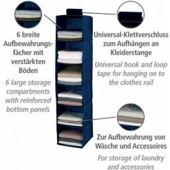 WENKO Rangement Penderie à Suspendre Air, Penderie Tissus Avec 6 Compartiments De Rangement à Suspendre Au Portant à Vêtement, Polypropylène, 30x120x30 Cm, Bleu - Bleu 9 WENKO Rangement Penderie à Suspendre Air, Penderie Tissus Avec 6 Compartiments De Rangement à Suspendre Au Portant à Vêtement, Polypropylène, 30x120x30 Cm, Bleu - Bleu -WENKO Soldes 6579473 3