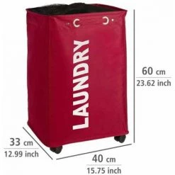 WENKO Panier à Linge Quadro "Laundry", Panier à Linge à Roulettes Et Poignée De Transport, Capacité 79L, Polyester, 140x60x33 Cm, Rouge - Rouge 9 WENKO Panier à Linge Quadro "Laundry", Panier à Linge à Roulettes Et Poignée De Transport, Capacité 79L, Polyester, 140x60x33 Cm, Rouge - Rouge -WENKO Soldes 6579474 3