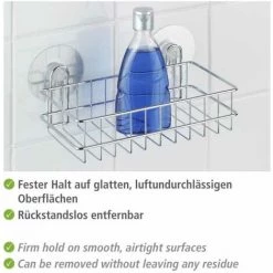 WENKO Etagère Murale Salle De Bain Osimo, Panier De Douche Fixation Murale Sans Perçage Static-Loc®, Acier, 26x9,5x14 Cm, Brillant - Chromé -WENKO Soldes 6579480 4