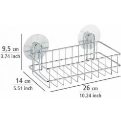 WENKO Etagère Murale Salle De Bain Osimo, Panier De Douche Fixation Murale Sans Perçage Static-Loc®, Acier, 26x9,5x14 Cm, Brillant - Chromé -WENKO Soldes 6579480 5