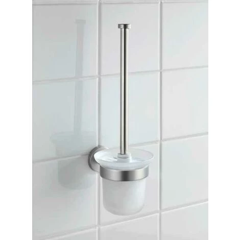 WENKO Porte Brosse WC Mural Bosio, Acier Inox - Verre, 10x35x14 Cm, Mat - Mat 4 WENKO Porte Brosse WC Mural Bosio, Acier Inox - Verre, 10x35x14 Cm, Mat - Mat – Image 2