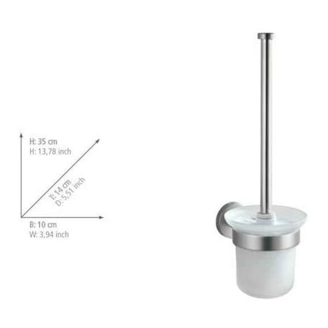 WENKO Porte Brosse WC Mural Bosio, Acier Inox - Verre, 10x35x14 Cm, Mat - Mat 5 WENKO Porte Brosse WC Mural Bosio, Acier Inox - Verre, 10x35x14 Cm, Mat - Mat – Image 3