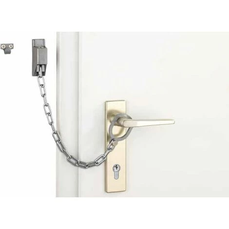WENKO Chaîne De Porte, Entrebâilleur Porte à Fixer Au Mur Et à La Poignée De La Porte, L30 Cm, Métal Galvanisé, 2x7x5,5 Cm, Argent Mat - Argent Mat 4 WENKO Chaîne De Porte, Entrebâilleur Porte à Fixer Au Mur Et à La Poignée De La Porte, L30 Cm, Métal Galvanisé, 2x7x5,5 Cm, Argent Mat - Argent Mat – Image 2