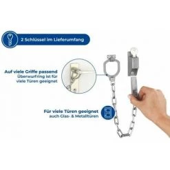 WENKO Chaîne De Porte, Entrebâilleur Porte à Fixer Au Mur Et à La Poignée De La Porte, L30 Cm, Métal Galvanisé, 2x7x5,5 Cm, Argent Mat - Argent Mat 11 WENKO Chaîne De Porte, Entrebâilleur Porte à Fixer Au Mur Et à La Poignée De La Porte, L30 Cm, Métal Galvanisé, 2x7x5,5 Cm, Argent Mat - Argent Mat -WENKO Soldes 6579498 5