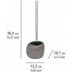 WENKO Brosse WC Pebble Stone, Brosse WC Noir, Manche Chromé, Polyrésine Effet Pierre, 12,3x36,5x10,7 Cm, Gris - Gris -WENKO Soldes 6579500 4