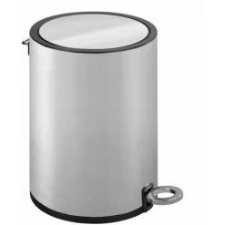 WENKO Petite Poubelle Salle De Bain à Pédale 3L, Fermeture Avec Frein De Chute, Monza, Acier Inox, 18,5x25,5x24,5 Cm, Mat