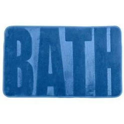 WENKO Tapis De Bain Mémoire De Forme, Bath Fjord Bleu, Tapis Salle De Bain Antidérapant, Polyester, 50x80 Cm, Bleu