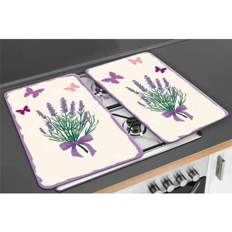 WENKO Protection Plaque De Cuisson, Couvre Plaque De Cuisson En Verre "Lavande", Lot De 2, Verre Trempé, 30x52 Cm, Multicolore 4 WENKO Protection Plaque De Cuisson, Couvre Plaque De Cuisson En Verre "Lavande", Lot De 2, Verre Trempé, 30x52 Cm, Multicolore – Image 2