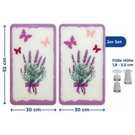 WENKO Protection Plaque De Cuisson, Couvre Plaque De Cuisson En Verre "Lavande", Lot De 2, Verre Trempé, 30x52 Cm, Multicolore 6 WENKO Protection Plaque De Cuisson, Couvre Plaque De Cuisson En Verre "Lavande", Lot De 2, Verre Trempé, 30x52 Cm, Multicolore – Image 4