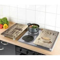 WENKO Protection Plaque De Cuisson, Couvre Plaque De Cuisson En Verre "Bistro", Lot De 2, Verre Trempé, 30x52 Cm, Multicolore -WENKO Soldes 6579520 5