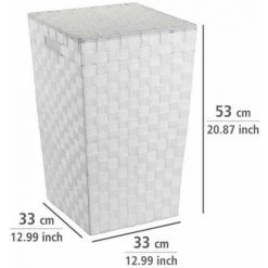 WENKO Panier à Linge Adria, Panier à Linge Sale, Design Carré, Capacité 48L, Polypropylène Effet Osier, 33x53x33 Cm, Blanc 9 WENKO Panier à Linge Adria, Panier à Linge Sale, Design Carré, Capacité 48L, Polypropylène Effet Osier, 33x53x33 Cm, Blanc -WENKO Soldes 6579530 3