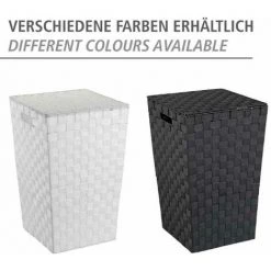 WENKO Panier à Linge Adria, Panier à Linge Sale, Design Carré, Capacité 48L, Polypropylène Effet Osier, 33x53x33 Cm, Blanc 10 WENKO Panier à Linge Adria, Panier à Linge Sale, Design Carré, Capacité 48L, Polypropylène Effet Osier, 33x53x33 Cm, Blanc -WENKO Soldes 6579530 4