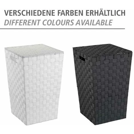 WENKO Panier à Linge Adria, Panier à Linge Sale, Design Carré, Capacité 48L, Polypropylène Effet Osier, 33x53x33 Cm, Blanc 6 WENKO Panier à Linge Adria, Panier à Linge Sale, Design Carré, Capacité 48L, Polypropylène Effet Osier, 33x53x33 Cm, Blanc – Image 4