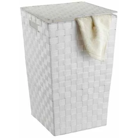 WENKO Panier à Linge Adria, Panier à Linge Sale, Design Carré, Capacité 48L, Polypropylène Effet Osier, 33x53x33 Cm, Blanc 7 WENKO Panier à Linge Adria, Panier à Linge Sale, Design Carré, Capacité 48L, Polypropylène Effet Osier, 33x53x33 Cm, Blanc – Image 5