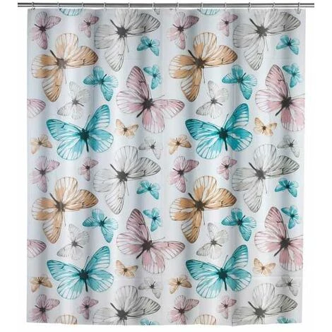 WENKO Rideau De Douche Original Butterfly, Rideau De Douche 180x200 Cm, Waterproof, 12 Anneaux Rideau De Douche En Plastique Blanc Inclus, PEVA Matériau Recyclé Et Recyclable, 180x200 Cm, Multicolore - Multicolore 3 WENKO Rideau De Douche Original Butterfly, Rideau De Douche 180x200 Cm, Waterproof, 12 Anneaux Rideau De Douche En Plastique Blanc Inclus, PEVA Matériau Recyclé Et Recyclable, 180x200 Cm, Multicolore - Multicolore