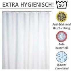 WENKO Rideau De Douche Antimoisissure Blanc, Rideau De Douche 180x200 Cm, Lavable En Machine Et Waterproof, 12 Anneaux Rideau De Douche En Plastique Blanc Inclus, 100% Polyester, 180x200 Cm, Blanc - Blanc 9 WENKO Rideau De Douche Antimoisissure Blanc, Rideau De Douche 180x200 Cm, Lavable En Machine Et Waterproof, 12 Anneaux Rideau De Douche En Plastique Blanc Inclus, 100% Polyester, 180x200 Cm, Blanc - Blanc -WENKO Soldes 6579536 3