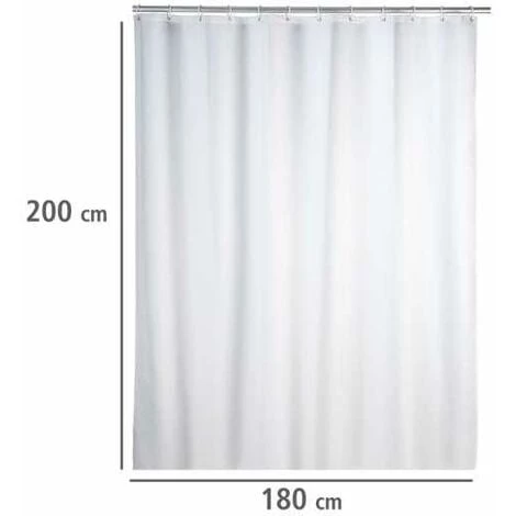 WENKO Rideau De Douche Antimoisissure Blanc, Rideau De Douche 180x200 Cm, Lavable En Machine Et Waterproof, 12 Anneaux Rideau De Douche En Plastique Blanc Inclus, 100% Polyester, 180x200 Cm, Blanc - Blanc 7 WENKO Rideau De Douche Antimoisissure Blanc, Rideau De Douche 180x200 Cm, Lavable En Machine Et Waterproof, 12 Anneaux Rideau De Douche En Plastique Blanc Inclus, 100% Polyester, 180x200 Cm, Blanc - Blanc – Image 5