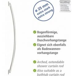 WENKO Barre De Douche Arrondie Extensible, Barre De Douche Télescopique, Longueur Adaptable, à Percer, Matériel De Fixation Inclus, Aluminium Inox, 110-200 Cm, ø2.5 Cm, Brillant 9 WENKO Barre De Douche Arrondie Extensible, Barre De Douche Télescopique, Longueur Adaptable, à Percer, Matériel De Fixation Inclus, Aluminium Inox, 110-200 Cm, ø2.5 Cm, Brillant -WENKO Soldes 6579539 3