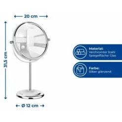 WENKO Miroir Grossissant X7, Miroir Grossissant Double Face Sur Pied, Ø 15 Cm, Acier, 20x31,5x12 Cm, Chromé - Brillant -WENKO Soldes 6579545 3
