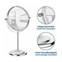 WENKO Miroir Grossissant X7, Miroir Grossissant Double Face Sur Pied, Ø 15 Cm, Acier, 20x31,5x12 Cm, Chromé - Brillant -WENKO Soldes 6579545 4