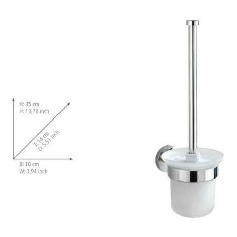 WENKO Porte Brosse WC Mural Bosio Shine, Acier Inox - Verre, 10x35x14 Cm, Brillant - Brillant 5 WENKO Porte Brosse WC Mural Bosio Shine, Acier Inox - Verre, 10x35x14 Cm, Brillant - Brillant – Image 3