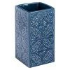 WENKO Gobelet Salle De Bain, Porte Brosse à Dent Cordoba, Céramique à Relief, 6,5x12x6,5 Cm, Bleu Foncé - Bleu -WENKO Soldes 6579551 1