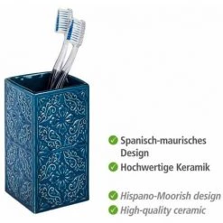 WENKO Gobelet Salle De Bain, Porte Brosse à Dent Cordoba, Céramique à Relief, 6,5x12x6,5 Cm, Bleu Foncé - Bleu 8 WENKO Gobelet Salle De Bain, Porte Brosse à Dent Cordoba, Céramique à Relief, 6,5x12x6,5 Cm, Bleu Foncé - Bleu -WENKO Soldes 6579551 2