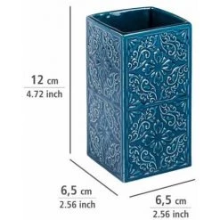 WENKO Gobelet Salle De Bain, Porte Brosse à Dent Cordoba, Céramique à Relief, 6,5x12x6,5 Cm, Bleu Foncé - Bleu 10 WENKO Gobelet Salle De Bain, Porte Brosse à Dent Cordoba, Céramique à Relief, 6,5x12x6,5 Cm, Bleu Foncé - Bleu -WENKO Soldes 6579551 4