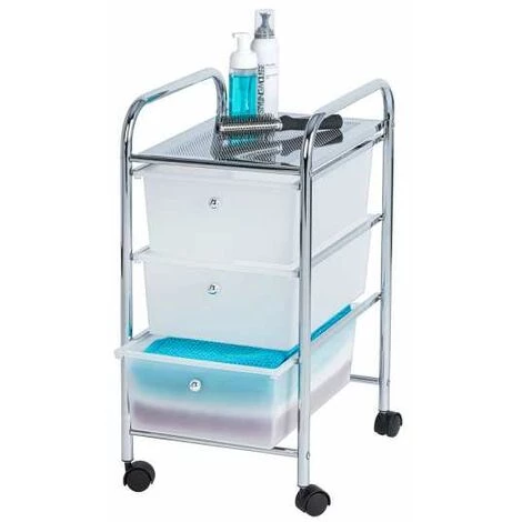 WENKO Desserte Messina, Tour De Rangement 3 Tiroirs Avec Roulettes, Structure Chromé, Tiroir Plastique Blanc, 33x65,5x39 Cm 5 WENKO Desserte Messina, Tour De Rangement 3 Tiroirs Avec Roulettes, Structure Chromé, Tiroir Plastique Blanc, 33x65,5x39 Cm – Image 3