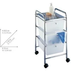 WENKO Desserte Messina, Tour De Rangement 3 Tiroirs Avec Roulettes, Structure Chromé, Tiroir Plastique Blanc, 33x65,5x39 Cm 11 WENKO Desserte Messina, Tour De Rangement 3 Tiroirs Avec Roulettes, Structure Chromé, Tiroir Plastique Blanc, 33x65,5x39 Cm -WENKO Soldes 6579553 5