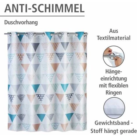 WENKO Rideau De Douche Antimoisissure Ethno Comfort Flex, Rideau De Douche Original, Lavable En Machine Et Waterproof, 10 Anneaux Rideau De Douche Intégrés, Polyester, 180x200 Cm, Multicolore - Multicolore 4 WENKO Rideau De Douche Antimoisissure Ethno Comfort Flex, Rideau De Douche Original, Lavable En Machine Et Waterproof, 10 Anneaux Rideau De Douche Intégrés, Polyester, 180x200 Cm, Multicolore - Multicolore – Image 2