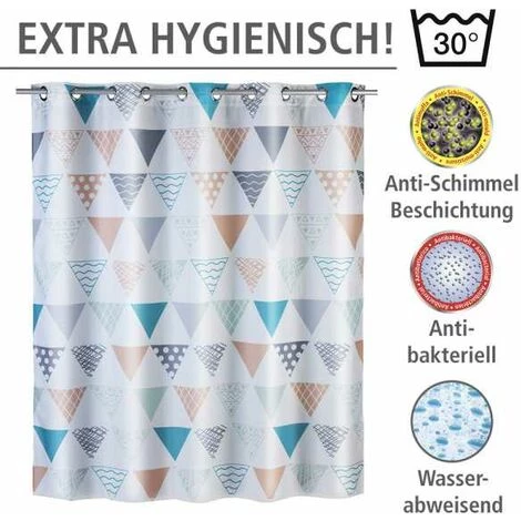WENKO Rideau De Douche Antimoisissure Ethno Comfort Flex, Rideau De Douche Original, Lavable En Machine Et Waterproof, 10 Anneaux Rideau De Douche Intégrés, Polyester, 180x200 Cm, Multicolore - Multicolore 5 WENKO Rideau De Douche Antimoisissure Ethno Comfort Flex, Rideau De Douche Original, Lavable En Machine Et Waterproof, 10 Anneaux Rideau De Douche Intégrés, Polyester, 180x200 Cm, Multicolore - Multicolore – Image 3