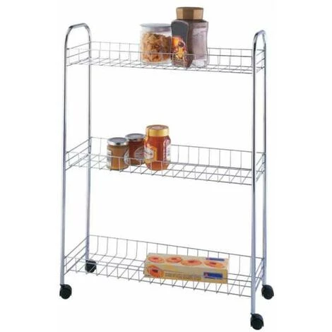 WENKO Étagère à Roulettes Slim Chrome 4 WENKO Étagère à Roulettes Slim Chrome – Image 2