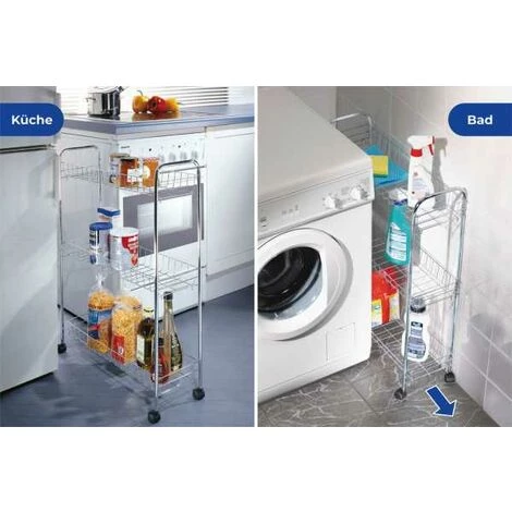 WENKO Étagère à Roulettes Slim Chrome 5 WENKO Étagère à Roulettes Slim Chrome – Image 3