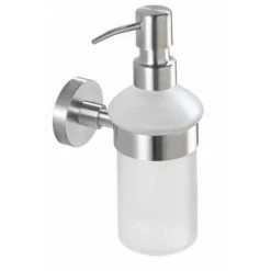 WENKO Distributeur De Savon Liquide Mural Bosio, Verre Et Fixation En Acier Inox, Capacité 200 Ml, 7x18x11 Cm, Mat - Mat