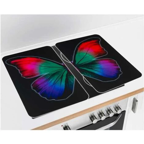 WENKO Protection Plaque De Cuisson, Couvre Plaque De Cuisson En Verre "Papillon", Lot De 2, Verre Trempé, 30x52 Cm, Multicolore 4 WENKO Protection Plaque De Cuisson, Couvre Plaque De Cuisson En Verre "Papillon", Lot De 2, Verre Trempé, 30x52 Cm, Multicolore – Image 2
