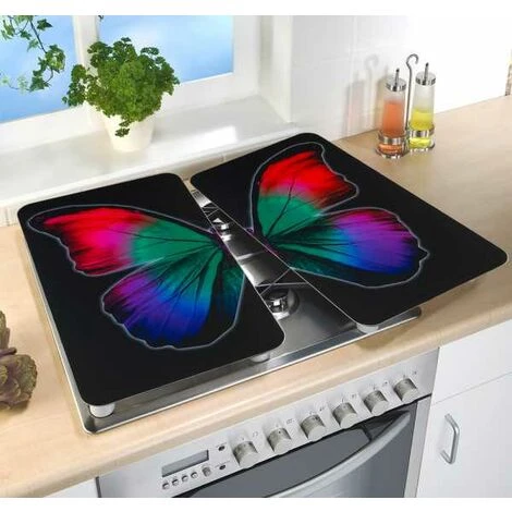 WENKO Protection Plaque De Cuisson, Couvre Plaque De Cuisson En Verre "Papillon", Lot De 2, Verre Trempé, 30x52 Cm, Multicolore 5 WENKO Protection Plaque De Cuisson, Couvre Plaque De Cuisson En Verre "Papillon", Lot De 2, Verre Trempé, 30x52 Cm, Multicolore – Image 3