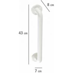 WENKO Poignée De Sécurité Murale Secura 43 Cm, Barre D'appui Salle De Bain Et WC, Fixation Sans Perçage, Aluminium, 43x7x8 Cm, Blanc - Blanc -WENKO Soldes 6579583 3