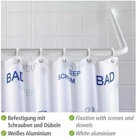 WENKO Barre De Douche Angle Universelle, Tringle Douche Angle, Longueur Adaptable Avec 3 Possibilités De Combinaison, à Percer, Matériel De Fixation Inclus, Aluminium - Plastique, Ø 2,5 Cm, Blanc 5 WENKO Barre De Douche Angle Universelle, Tringle Douche Angle, Longueur Adaptable Avec 3 Possibilités De Combinaison, à Percer, Matériel De Fixation Inclus, Aluminium - Plastique, Ø 2,5 Cm, Blanc – Image 3