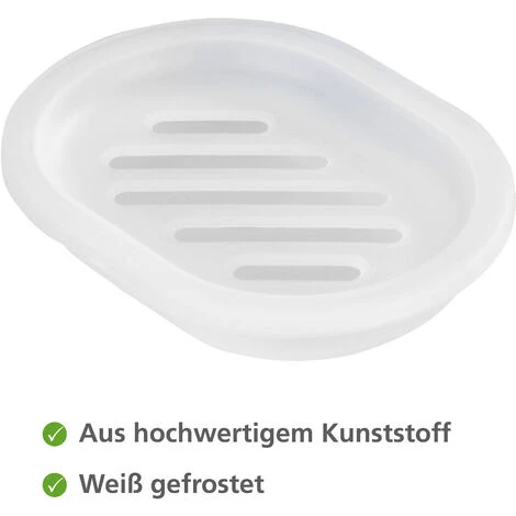 WENKO Porte Savon Arktis, Porte Savon Plastique, Sans BPA, 12,7x3,3x8,7 Cm, Blanc Givré - Blanc 4 WENKO Porte Savon Arktis, Porte Savon Plastique, Sans BPA, 12,7x3,3x8,7 Cm, Blanc Givré - Blanc – Image 2