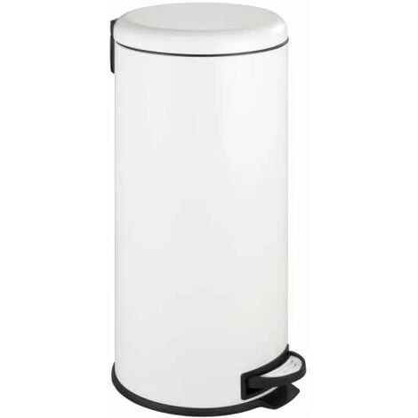 WENKO Poubelle Cuisine Leman 30L, Poubelle à Pédale Avec Frein De Chute Easy Close, Acier Inox, 30,5x64x37,5 Cm, Blanc 3 WENKO Poubelle Cuisine Leman 30L, Poubelle à Pédale Avec Frein De Chute Easy Close, Acier Inox, 30,5x64x37,5 Cm, Blanc