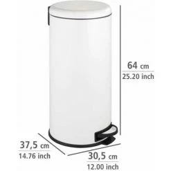 WENKO Poubelle Cuisine Leman 30L, Poubelle à Pédale Avec Frein De Chute Easy Close, Acier Inox, 30,5x64x37,5 Cm, Blanc 10 WENKO Poubelle Cuisine Leman 30L, Poubelle à Pédale Avec Frein De Chute Easy Close, Acier Inox, 30,5x64x37,5 Cm, Blanc -WENKO Soldes 6579612 4