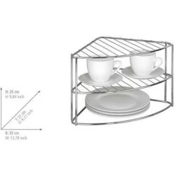 WENKO Rangement D'angle Cuisine, étagère D'angle Pour Cuisine, Métal, 34,5x21,5x25 Cm, Brillant - Argent Brillant -WENKO Soldes 6579616 4