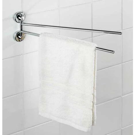WENKO Porte Serviette Salle De Bain Mural, 2 Barres Porte Serviette Power-Loc® Fixation Sans Perçage, Sion, Acier - Plastique, 4x11x37,5 Cm, Brillant 4 WENKO Porte Serviette Salle De Bain Mural, 2 Barres Porte Serviette Power-Loc® Fixation Sans Perçage, Sion, Acier - Plastique, 4x11x37,5 Cm, Brillant – Image 2